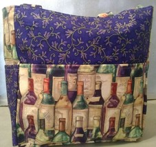 wine bottles vines alcohol glasses purse project bag handmade - £29.78 GBP