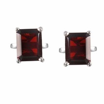 Natural Garnet Cufflink 8x10 mm Octagon Cufflinks Sterling Silver Men Cu... - £68.52 GBP