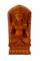 Wooden Godess Laxmi Indian God Wood Carving Stand Laxmi Statue  - £30.43 GBP