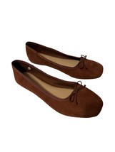 A New Day Women Flat Shoes Brown Size 8.5 Faux Suede Round Toe Slip On With Bow - £10.30 GBP