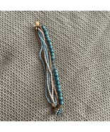 Vintage Boho 60’s Bracelet Teal &amp; Gold 8” - $27.16 CAD