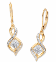 Diamond Accent Cluster Bypass Gp Earrings 14K Gold Sterling Silver - £78.46 GBP
