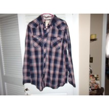 Coastal Pearl Snap plaid western shirt size L Perfect red/navy - $8.06