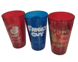 Family Guy Stewie Quagmire Party Naked Drinking Cups Red Blue Set Of 3 2009 - £17.15 GBP