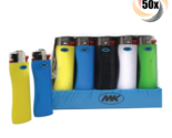 Full Box 50x Lighters MK Regular Grip Lighters Assorted Colors .81oz - $39.80