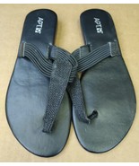 Apt 9 Wide Strap Thong Flip Flops Wedge Sandals Black Womens Size Small 5-6 - €10,99 EUR