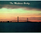 Crépuscule Vue Mackinac Pont Île Michigan Mi Unp Chrome Carte Postale A11 - $3.02