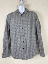 Topman Men Size M Blue Mosaic Button Up Shirt Long Sleeve Pocket - $6.75