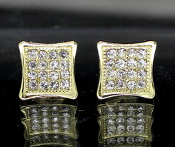 Men Women CZ Earrings Kite Iced Studs Gold Plated HipHop Fashion Stainless Steel - £7.18 GBP