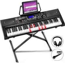 Electric Piano Keyboard For Beginners With Light-Up Keys, Mustar 61 Keys, Stand, - £142.25 GBP