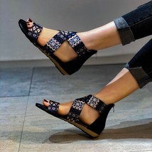 new women&#39;s flat sandals summer zipperopen toe women&#39;s shoes plus size beach lea - £23.78 GBP