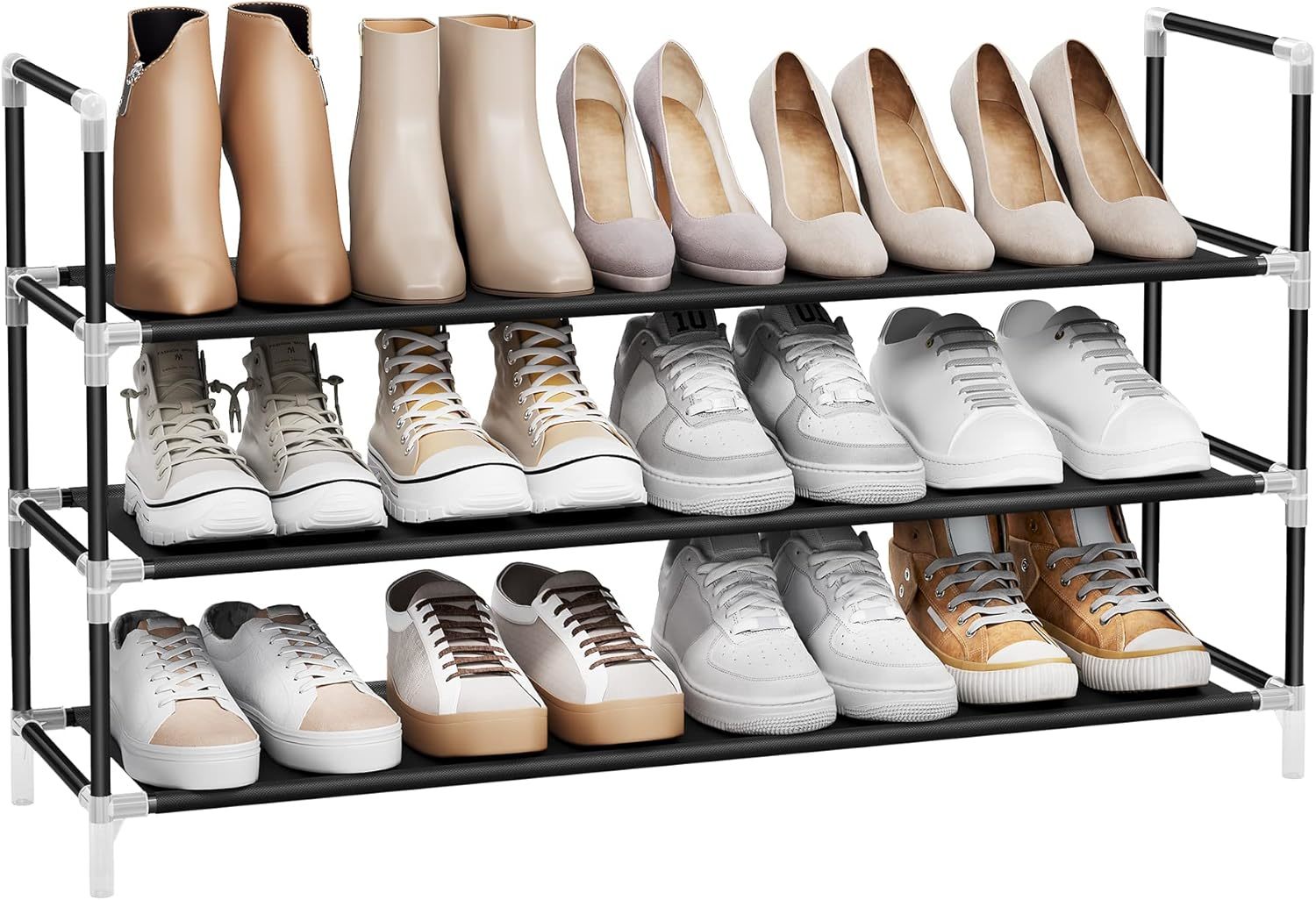 Songmics 3-Tier Shoe Rack, Shoe Storage For Hallway Closet,, Black Ulsh0... - $31.99