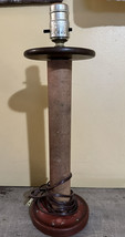 Vintage Industrial Farmhouse Wooden Textile Thread Spool Table Lamp - £20.41 GBP