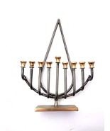 Vintage Judaica Hanukkah Menorah Modernist Design Gold- and Silver-Plate... - £71.17 GBP