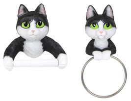 Whimsical Kitten Cat Toilet Paper And Hand Towel Holder Vanity Bathroom ... - $42.95