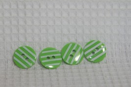 Novelty Buttons (new) 5/8" (4) LIME STRIPE #11 - $4.14