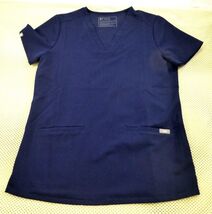 Figs Technical Collection Navy Blue Scrub Top XS V-Neck With Pockets Sof... - $13.70