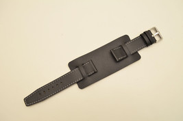  Bikers Black Wide Leather Watch Band Strap  Buckle Punk Rock Skaters Cuff  - £17.18 GBP