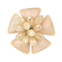 Contemporary Floral Statement Cream Crystal Handmade Adjustable Ring - $29.99