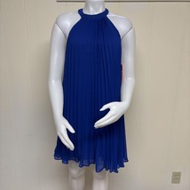 Vintage Y2K Betsey Johnson Halter Dress Womens 4 Royal Blue Pleated Mini... - $94.08