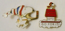 Snoopy Pin Lot Of 2 Hockey &amp; Red Baron Aviva Enamel Peanuts - £27.93 GBP
