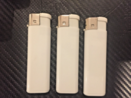 White With Silver Cap Electronic Disposable Lighters Adjustable Flame 3 - £3.50 GBP