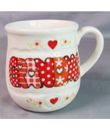 Enesco Grandma Coffee Mug Cup Grandma Red Patchwork Spellout Vintage 1980s - £7.71 GBP