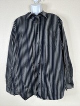 George Black Striped Button Up Shirt Long Sleeve Pocket Mens 3XL - £10.22 GBP