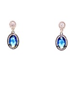Rebecca Small Drop Earrings with Oval Navy Blue Crystals - £100.84 GBP