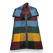 Vtg Biederlack Cuddle Wrap Blanket Multicolor Plaid Burgundy Check Zip Snap - £27.53 GBP