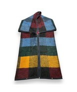 Vtg Biederlack Cuddle Wrap Blanket Multicolor Plaid Burgundy Check Zip Snap - £27.07 GBP