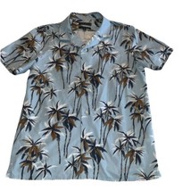 Banana Republic Men Size M Blue Floral Slim Fit Short Sleeve Tropical Shirt - $14.84