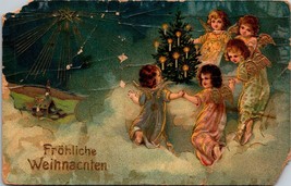 Frohliche Weihnachten German Christmas Postcard Gel Gold Detail PC35 - £15.97 GBP