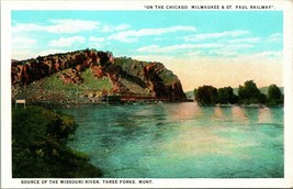 Vtg Postcard Three Forks Montana MT Source of Missouri River Chicago Railway S20 - £10.48 GBP