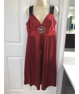 SIMPLY VERA WANG Rust Red Satin Velvet Cocktail DRESS Size 12 Jeweled NW... - $26.68