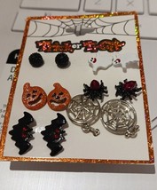 New Trick or Treat Fashion Earrings 6 Sets Of Halloween Themed New With Tags - £6.72 GBP