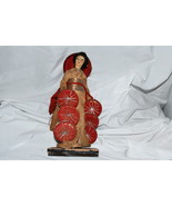 Rare Vintage Large Japanese Geisha Doll Wood Base With Red Hats 10/22 - £516.91 GBP