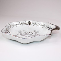 Lefton Leffon China Hand Painted 25th Anniversary Dish Japan 7726 White &amp; Silver - $10.46