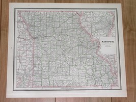 1886 Original Antique Map Of Missouri / Verso Iowa - £13.66 GBP