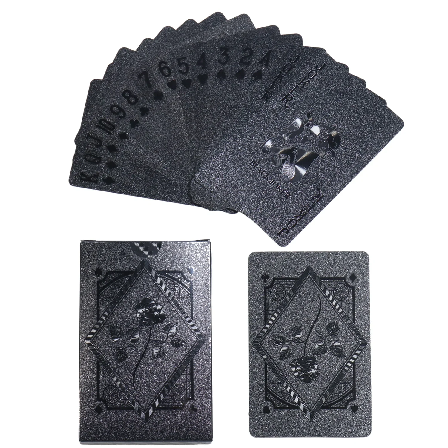 Cool Black Foil Playing Cards the Black Pearl Game Poker Carta Waterproof  - £10.30 GBP