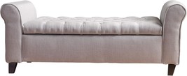 Christopher Knight Home Keiko Fabric Armed Storage Bench, Light Grey - $169.73