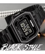 SKMEI Men LED Digital Watch Gold Stainless Steel Strap Bracelet Wristwat... - $24.90