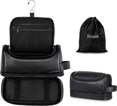Toiletry Bag Gifts for Men, Leather Travel Organizer Kit with Hanging Ho... - $39.90