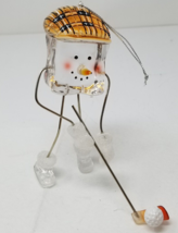 Snowman Golfing Christmas Ornament 1980s Scottish Cap Wired Large Vintage - £15.10 GBP