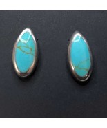 Vintage Silver and Turquoise Earrings Teardrop Pierced Mexico 925 - $98.57 CAD