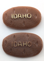 VTG Idaho Potato State Vegetable Brown Plastic Lapel Pin Lot Of 2 Souvenir - $9.99