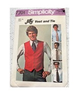 Simplicity 7701 Mens Jiffy Vest &amp; Tie Sewing Pattern Size 44 New uncut - $72.98 MXN
