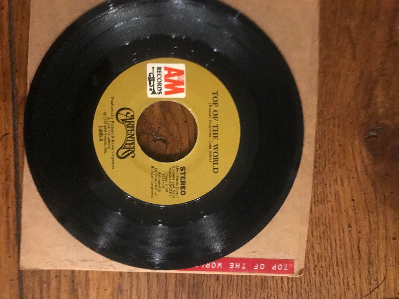 Carpenters 45 Top Of The World  free shipping (B1) - $7.99