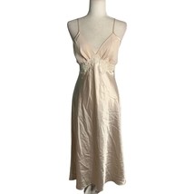 California Dynasty Sleeveless Nightgown Slip M Peach Beaded Adjustable S... - £25.61 GBP