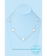 925 Sterling Silver Mother Of Pearl Clover Station Necklace - $1,098.76 MXN